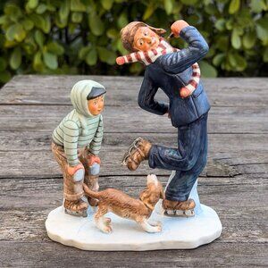 Vintage Norman Rockwell Four Seasons "Gay Blades" Figurine 1948 Gorham BOX Japan